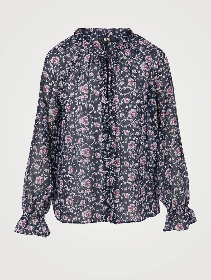 Roma Silk Metallic Blouse Floral Print