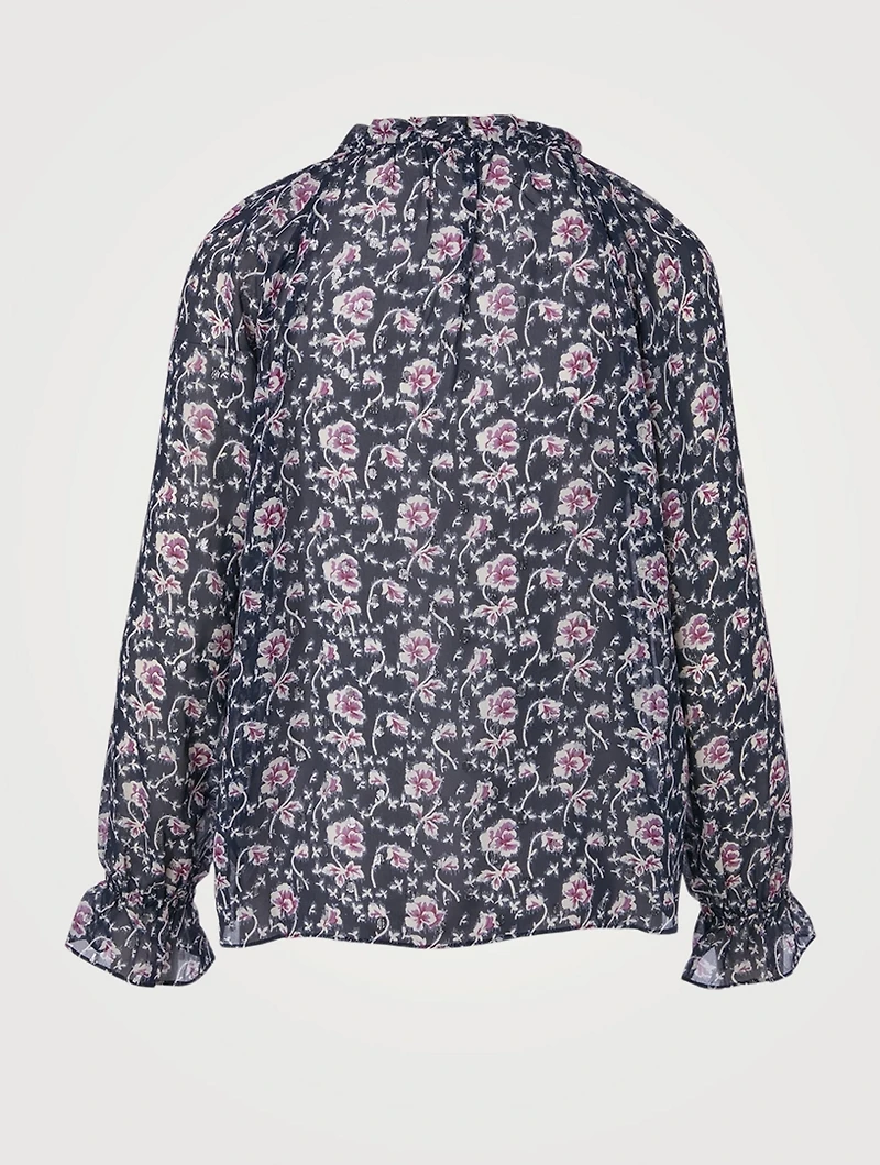 Roma Silk Metallic Blouse Floral Print