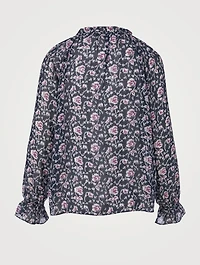 Roma Silk Metallic Blouse Floral Print