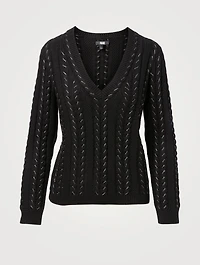 Dorthea Metallic V-Neck Sweater