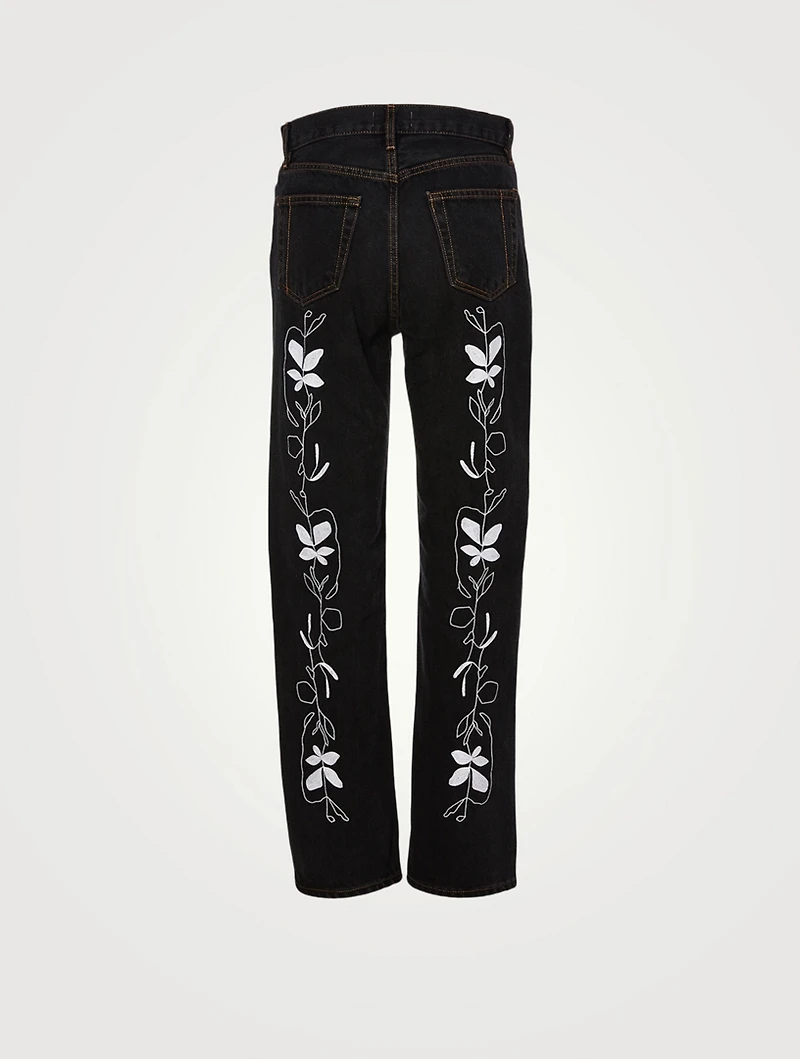 Childhood High-Waisted Jeans With Flower Vine