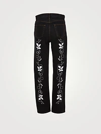 Childhood High-Waisted Jeans With Flower Vine