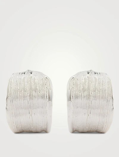 Silver Coral Hoop Earrings