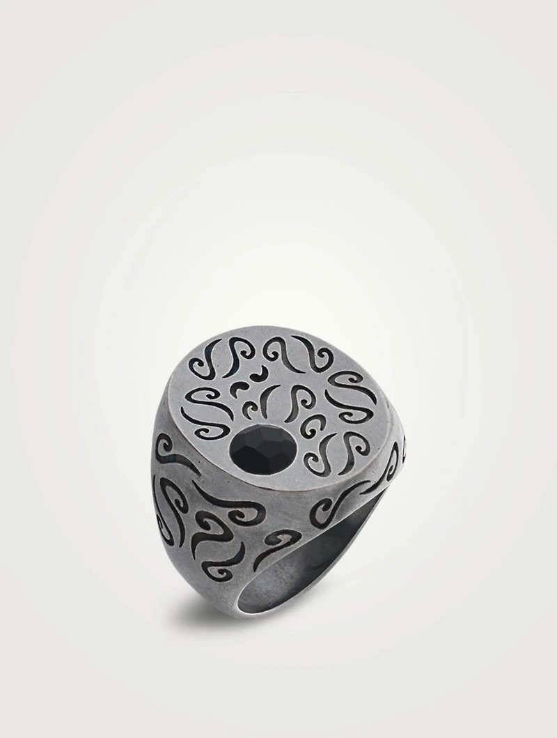 Ara Silver Oval Ring With Side Gemstone