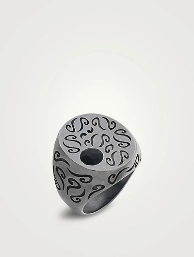Ara Silver Oval Ring With Side Gemstone