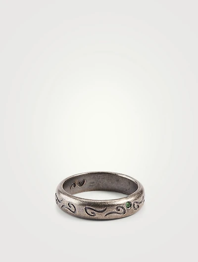 Ara Tohu Silver Bold Band Ring With Tsavorite