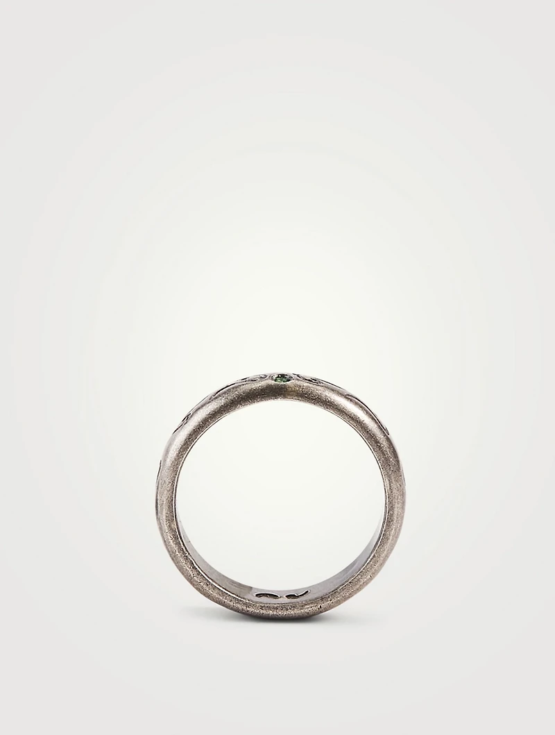 Ara Tohu Silver Bold Band Ring With Tsavorite