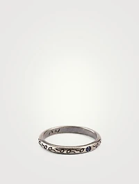 Ara Tohu Silver Band Ring With Blue Sapphire