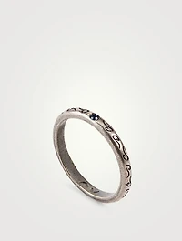 Ara Tohu Silver Band Ring With Blue Sapphire