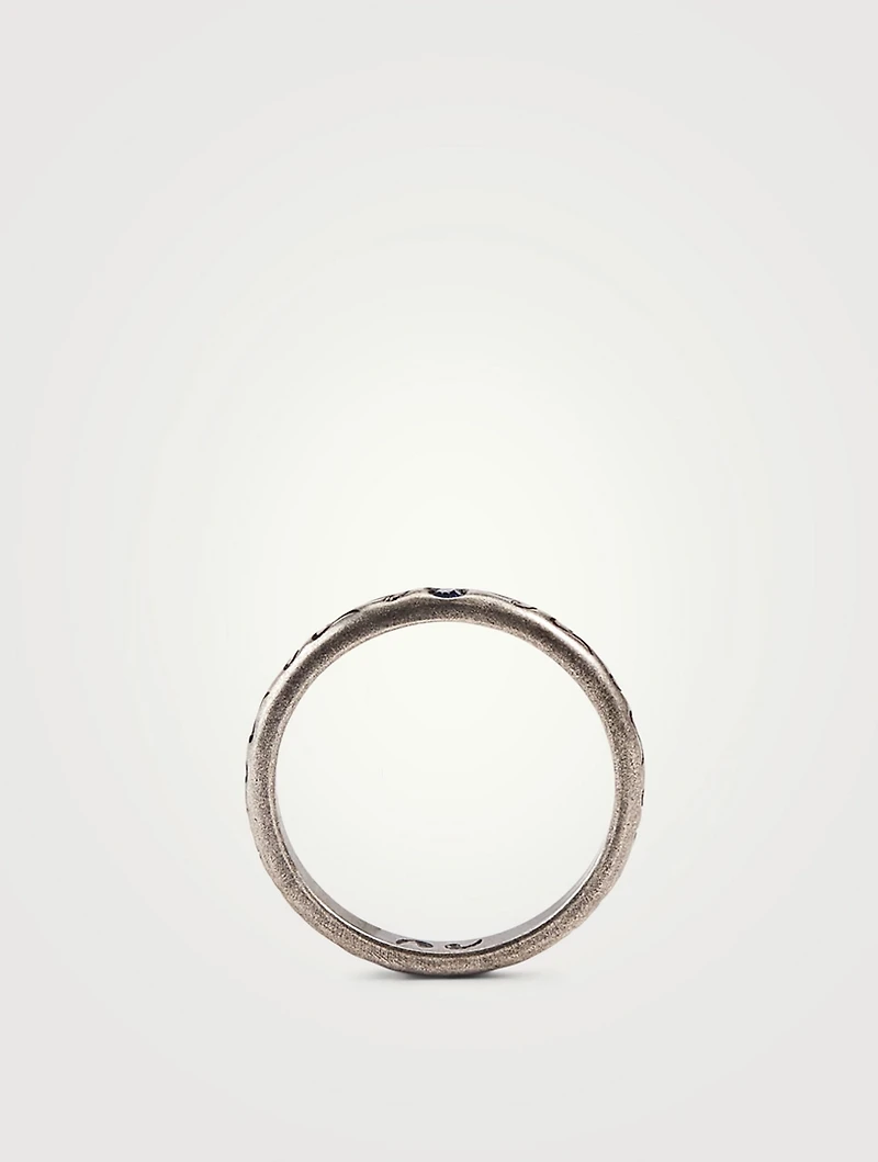 Ara Tohu Silver Band Ring With Blue Sapphire