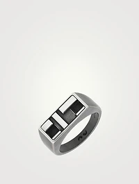 De Stijl Oxidized And Polished Silver Ring