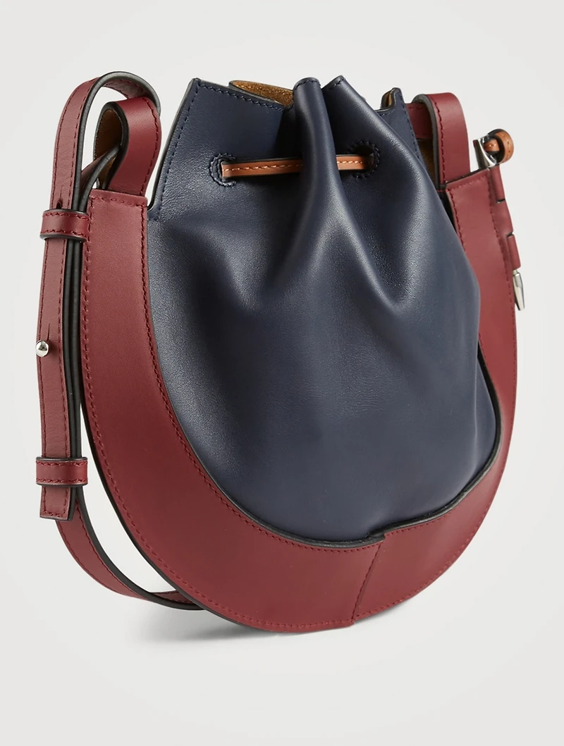 Small Horseshoe Leather Bucket Bag