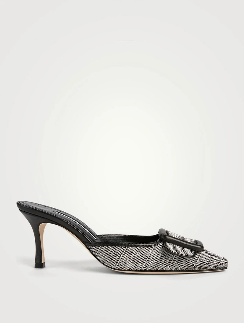 Maysale 70 Metal Weave And Leather Mules