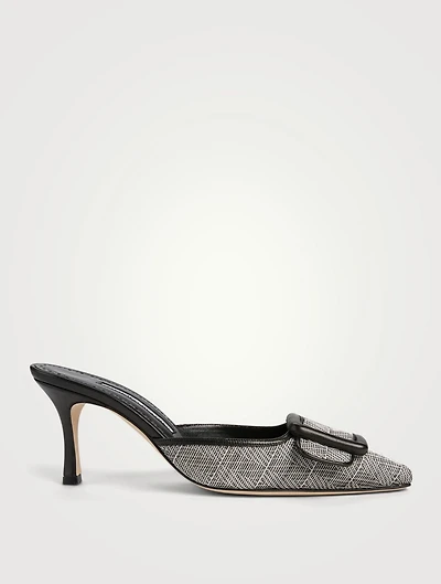 Maysale 70 Metal Weave And Leather Mules