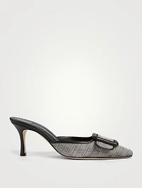Maysale 70 Metal Weave And Leather Mules