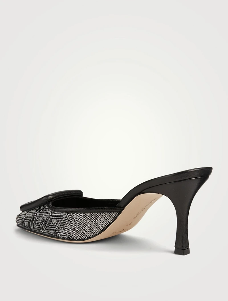 Maysale 70 Metal Weave And Leather Mules