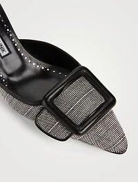 Maysale 70 Metal Weave And Leather Mules