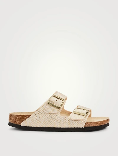 Arizona Leather Slide Sandals Metallic Python Print