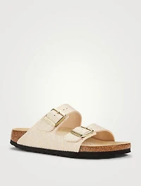 Arizona Leather Slide Sandals Metallic Python Print