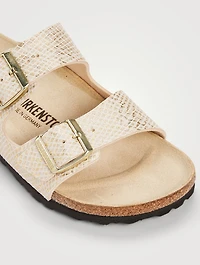 Arizona Leather Slide Sandals Metallic Python Print
