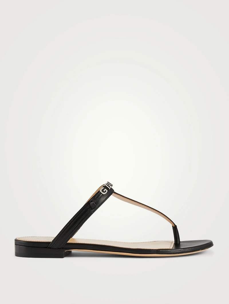 Elba Leather Logo Thong Sandals