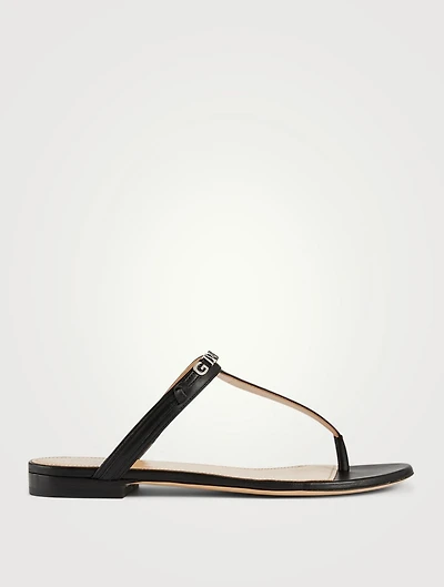 Elba Leather Logo Thong Sandals
