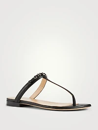 Elba Leather Logo Thong Sandals