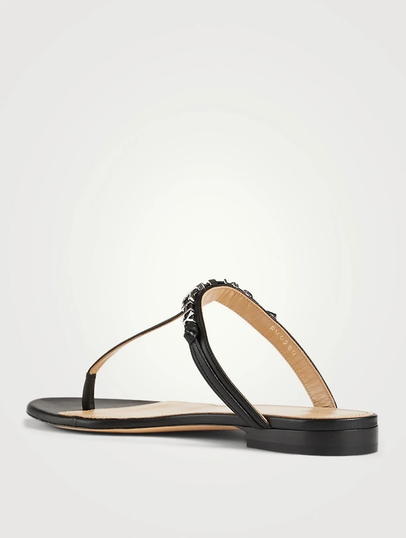 Elba Leather Logo Thong Sandals