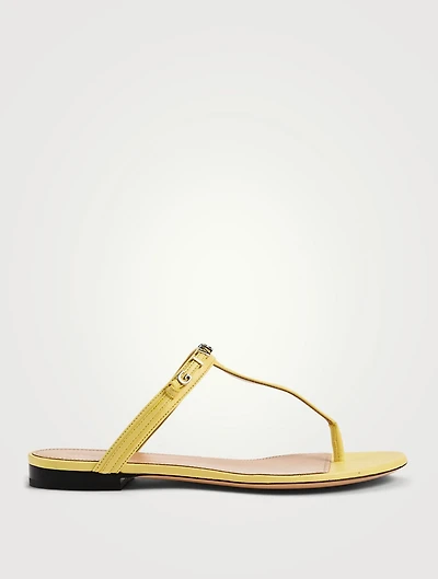 Elba Leather Logo Thong Sandals