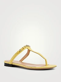 Elba Leather Logo Thong Sandals
