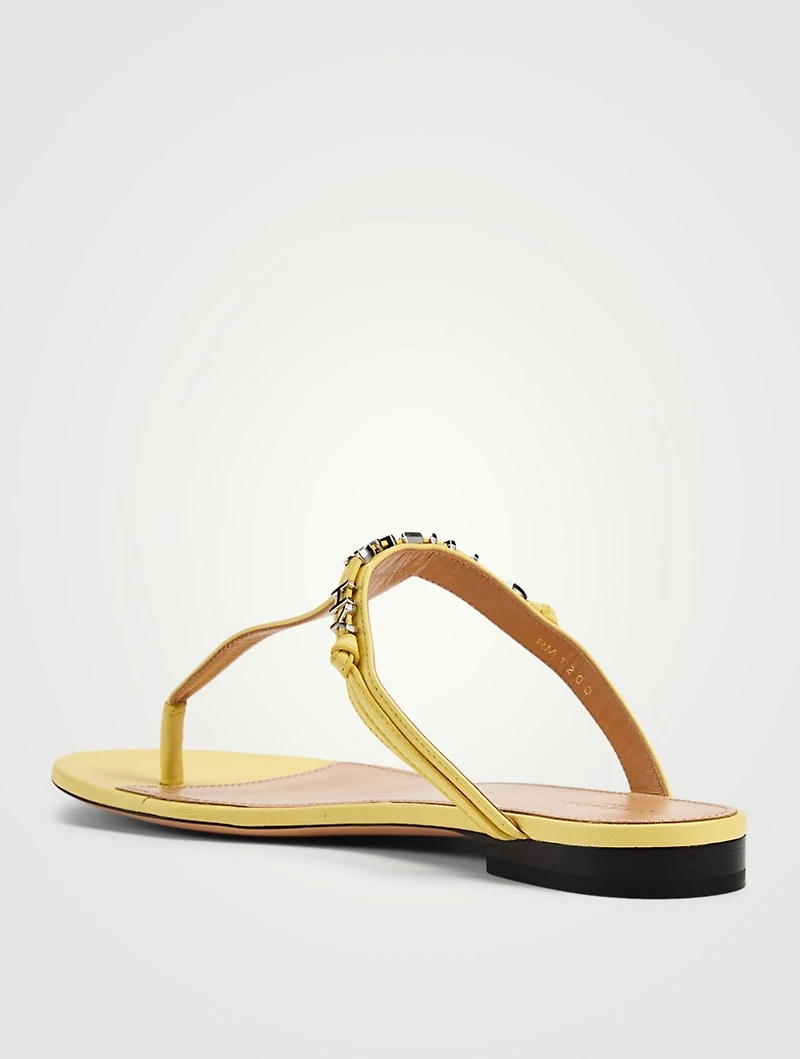 Elba Leather Logo Thong Sandals