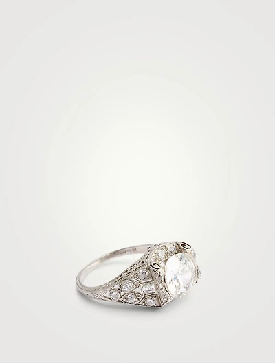 Platinum European Antique Diamond Ring