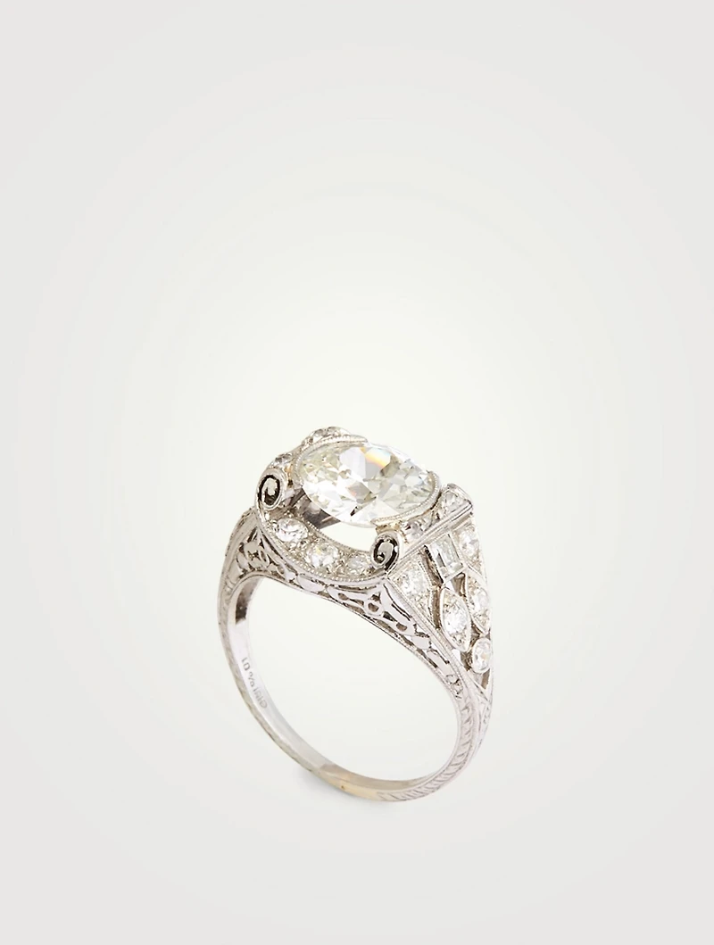 Platinum European Antique Diamond Ring