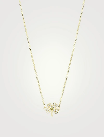 Mini 18K Gold Clover Necklace With Diamonds