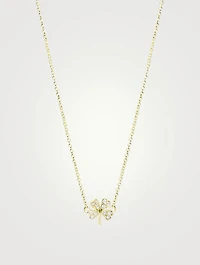 Mini 18K Gold Clover Necklace With Diamonds