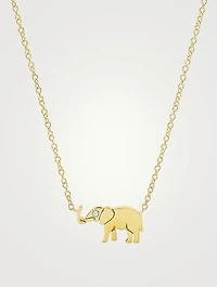 Mini 18K Gold Elephant Necklace With Diamond