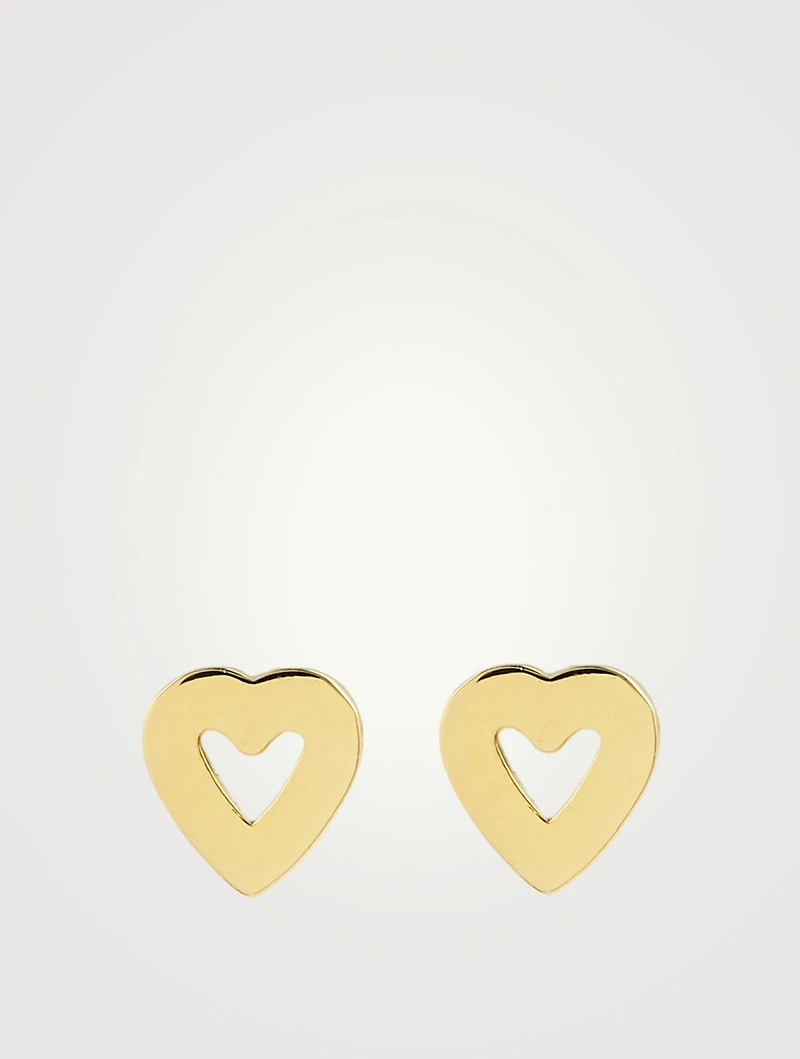 Mini 18K Gold Open Heart Stud Earrings