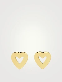 Mini 18K Gold Open Heart Stud Earrings