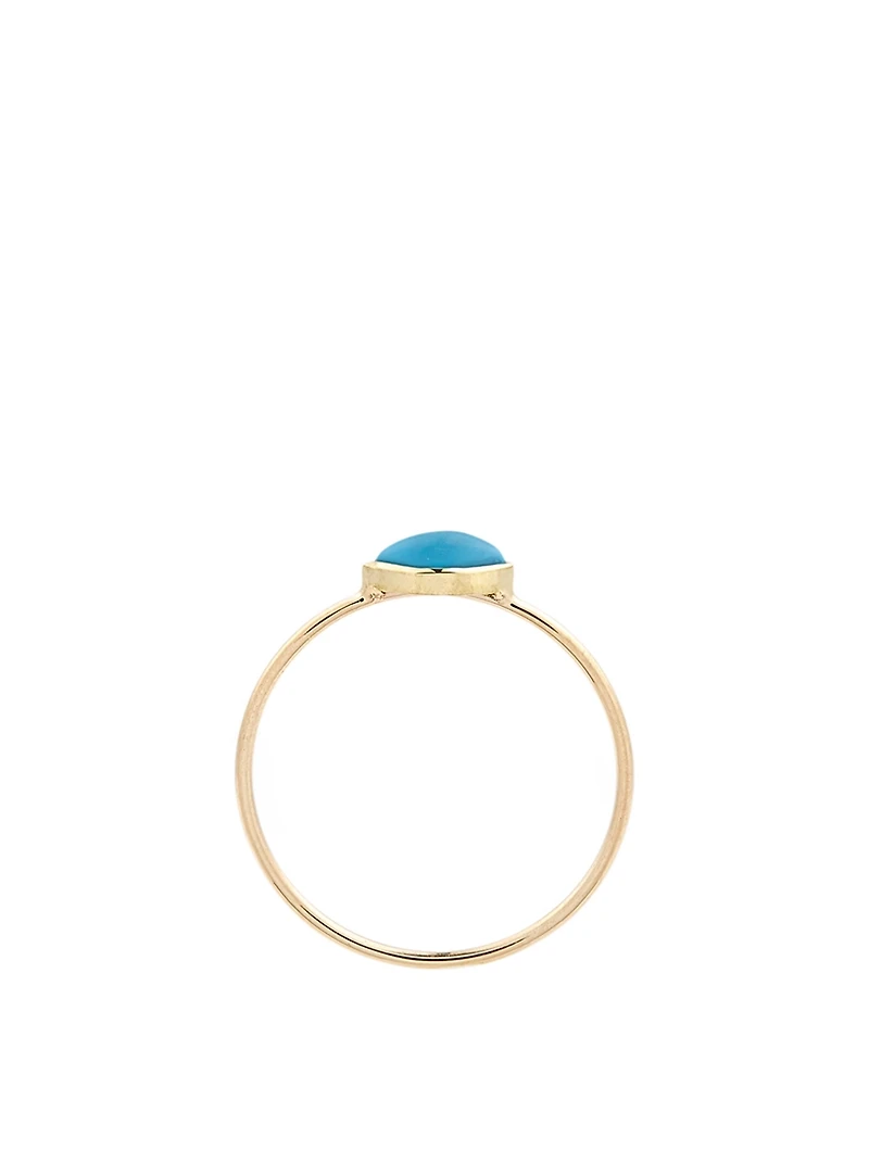 18K Gold Turquoise Marquise Ring