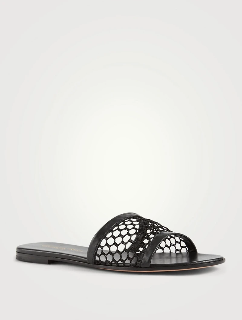 Jamaica 05 Mesh And Leather Slide Sandals