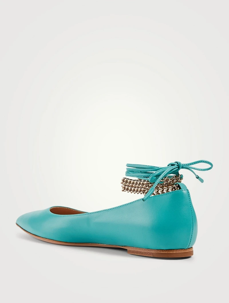 Angie Leather Ankle-Tie Ballet Flats
