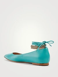 Angie Leather Ankle-Tie Ballet Flats