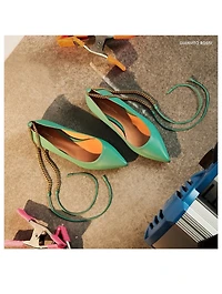 Angie Leather Ankle-Tie Ballet Flats