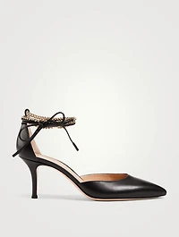 Kira 70 Leather D'Orsay Pumps With Ankle Tie Chain
