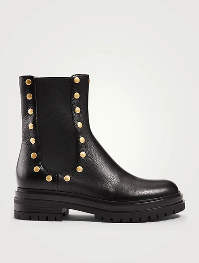 Russel Leather Chelsea Boots With Studs
