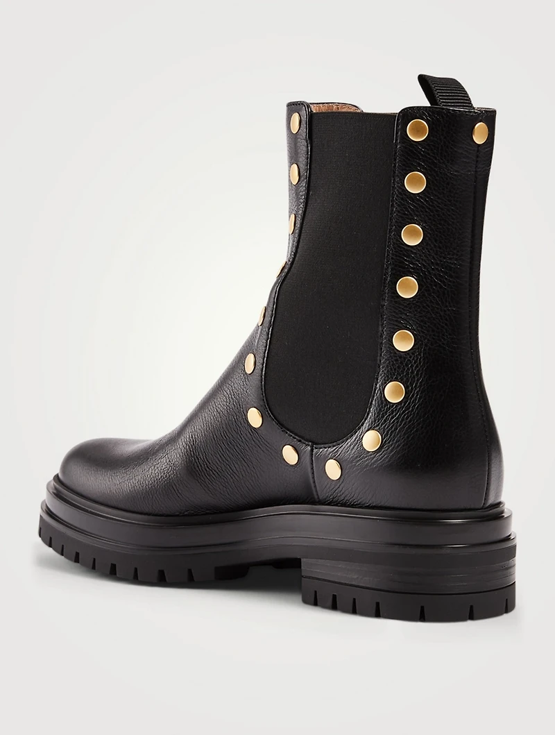 Russel Leather Chelsea Boots With Studs