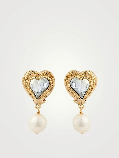 24K Goldplated Eden Love Earrings With Crystal And Pearl