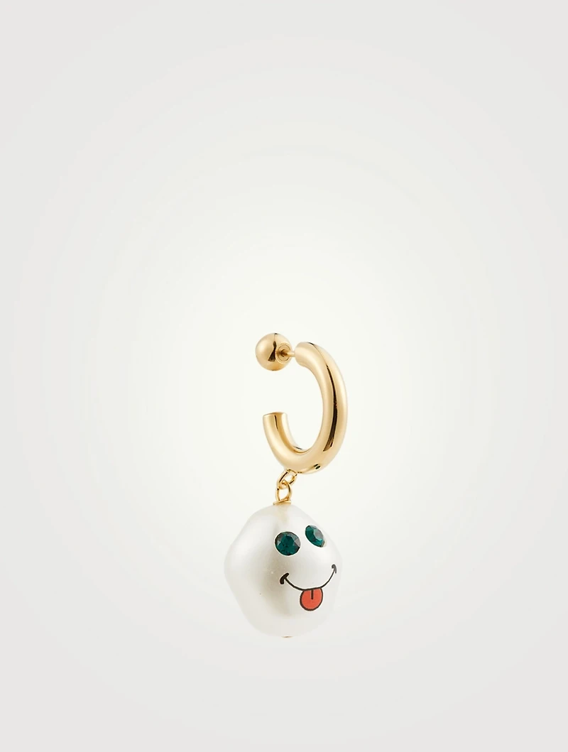 24K Goldplated Cotton Candy Earring With Crystal And Pearl