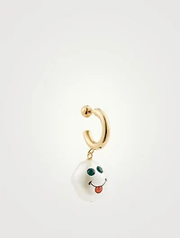 24K Goldplated Cotton Candy Earring With Crystal And Pearl