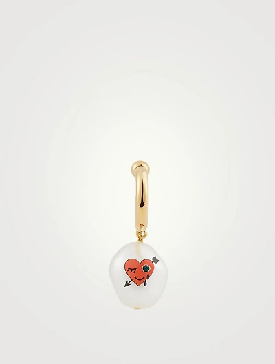 24K Goldplated Heart Cotton Candy Earring With Crystal And Pearl